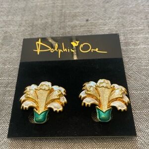 Dolphin Ore Gold and Green Earrings